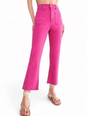 ZARA Pink Fuchsia ZW The Sailor Cropped Flare Jeans {US 6}